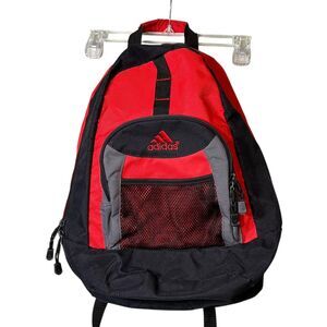 Adidas Backpack Red Black Gray Small Daypack School Travel Bag Mesh Pocket